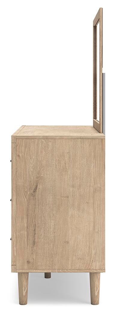Cielden  Panel Bed With Mirrored Dresser