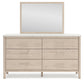 Cadmori  Upholstered Panel Bed With Mirrored Dresser, Chest And Nightstand