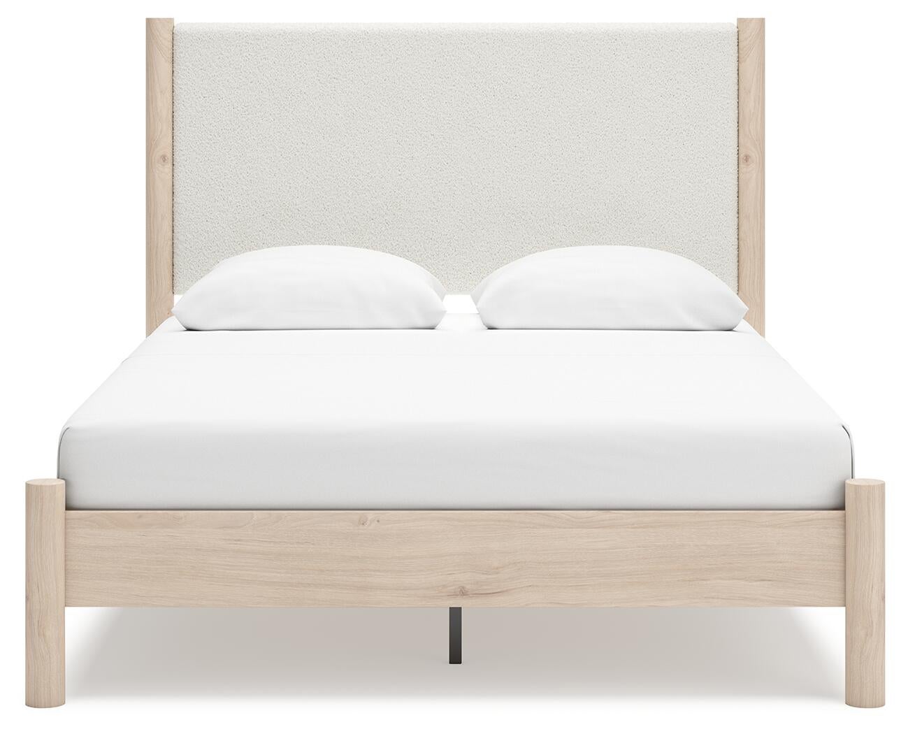 Cadmori  Upholstered Panel Bed With Mirrored Dresser, Chest And Nightstand