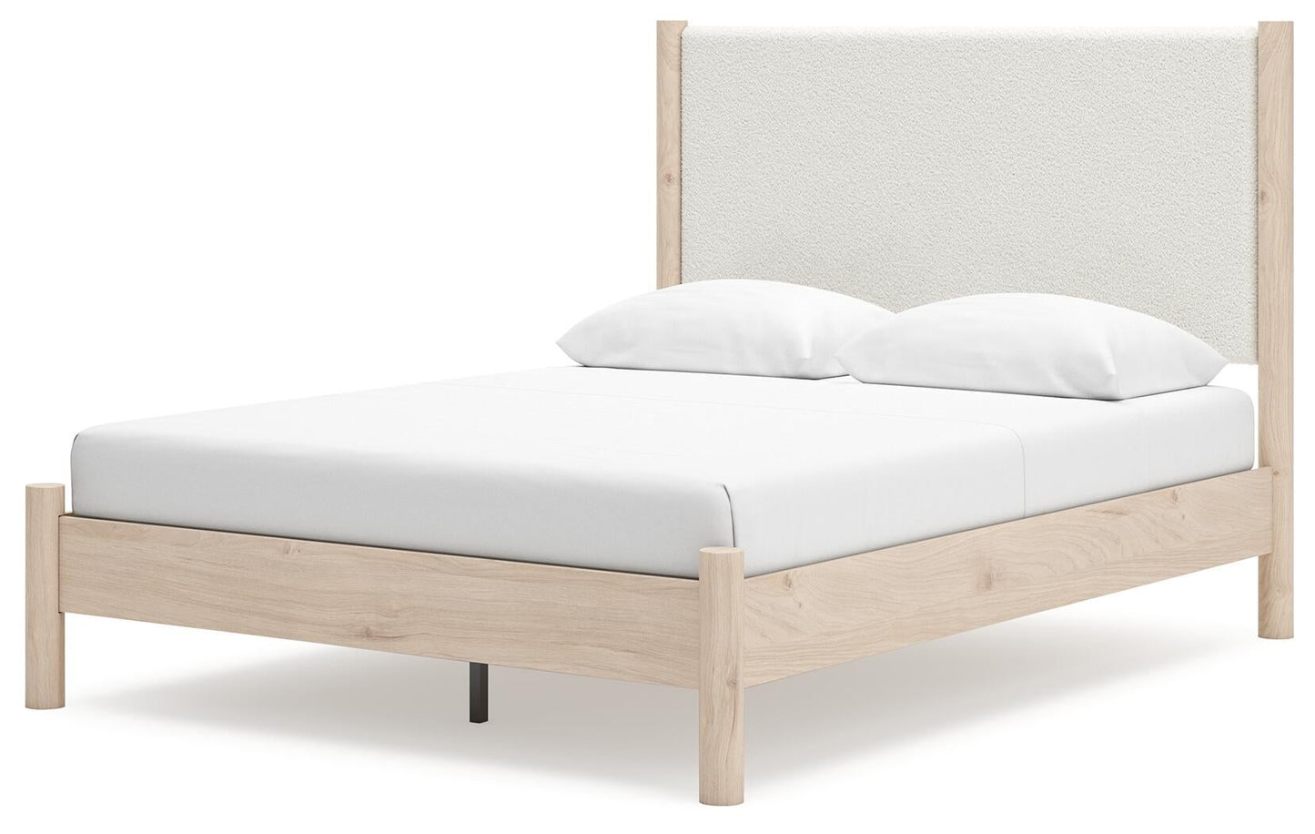 Cadmori  Upholstered Panel Bed With Mirrored Dresser, Chest And Nightstand