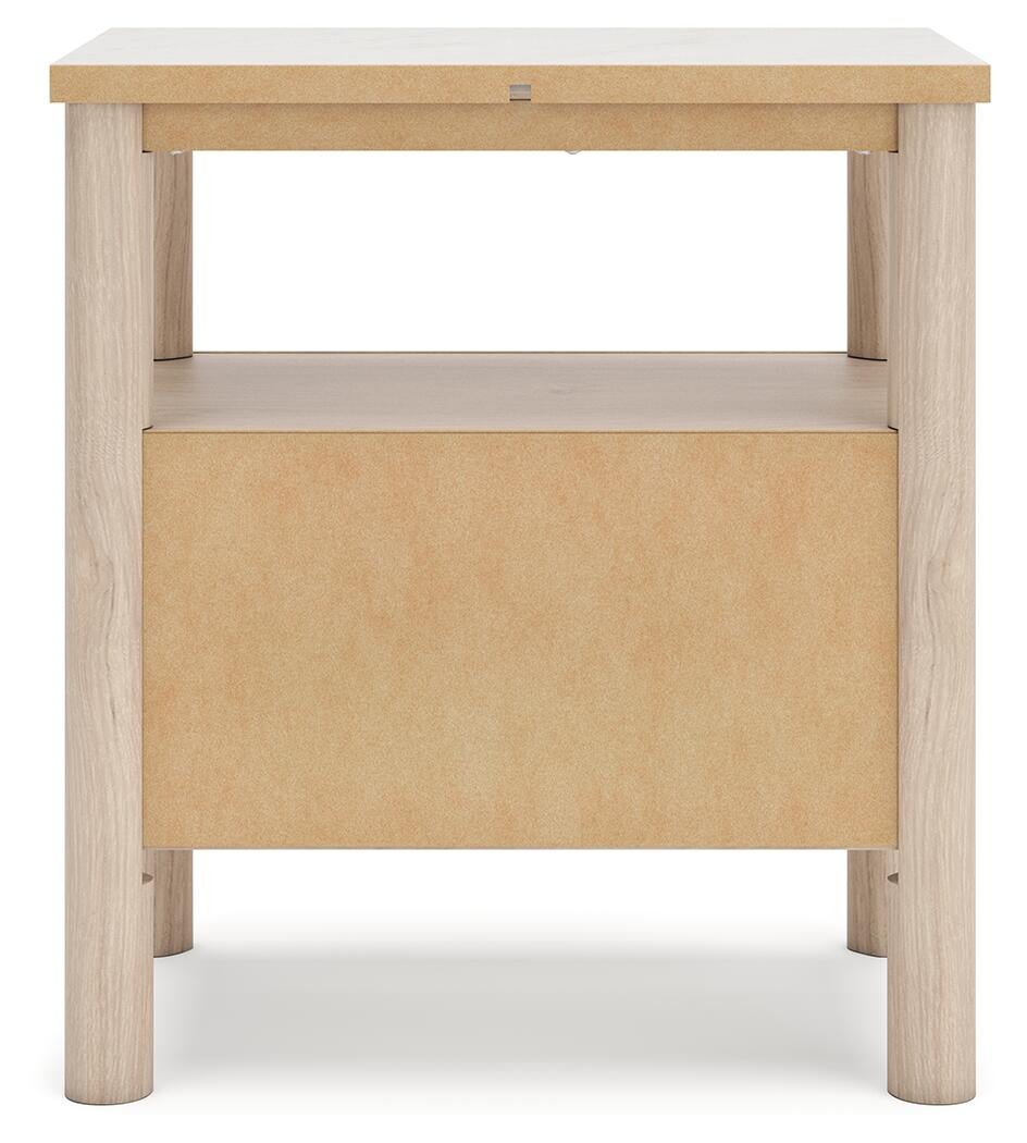 Cadmori  Upholstered Panel Bed With Mirrored Dresser, Chest And Nightstand