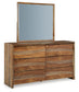 Dressonni California  Panel Bed With Mirrored Dresser