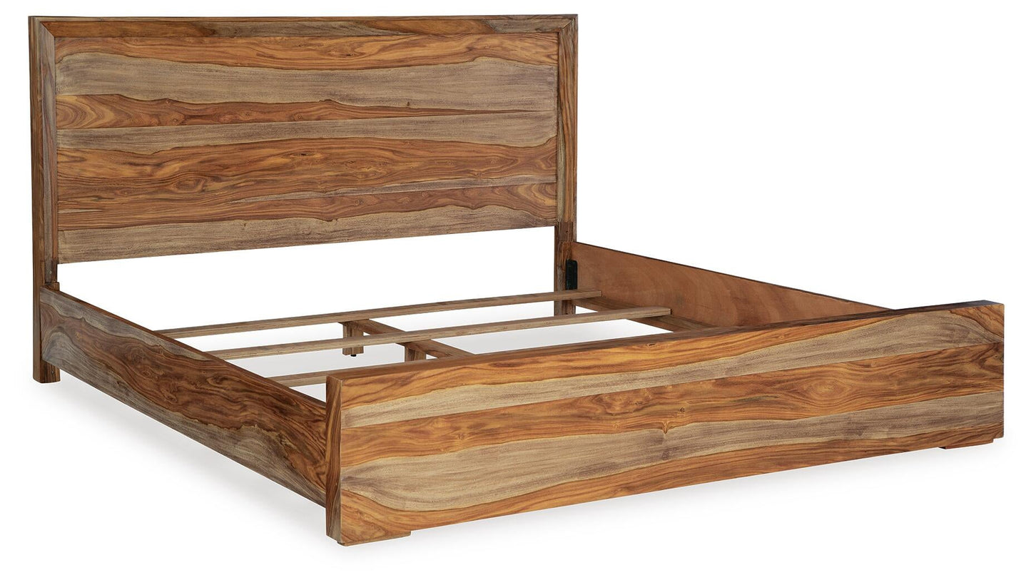 Dressonni California  Panel Bed With Mirrored Dresser