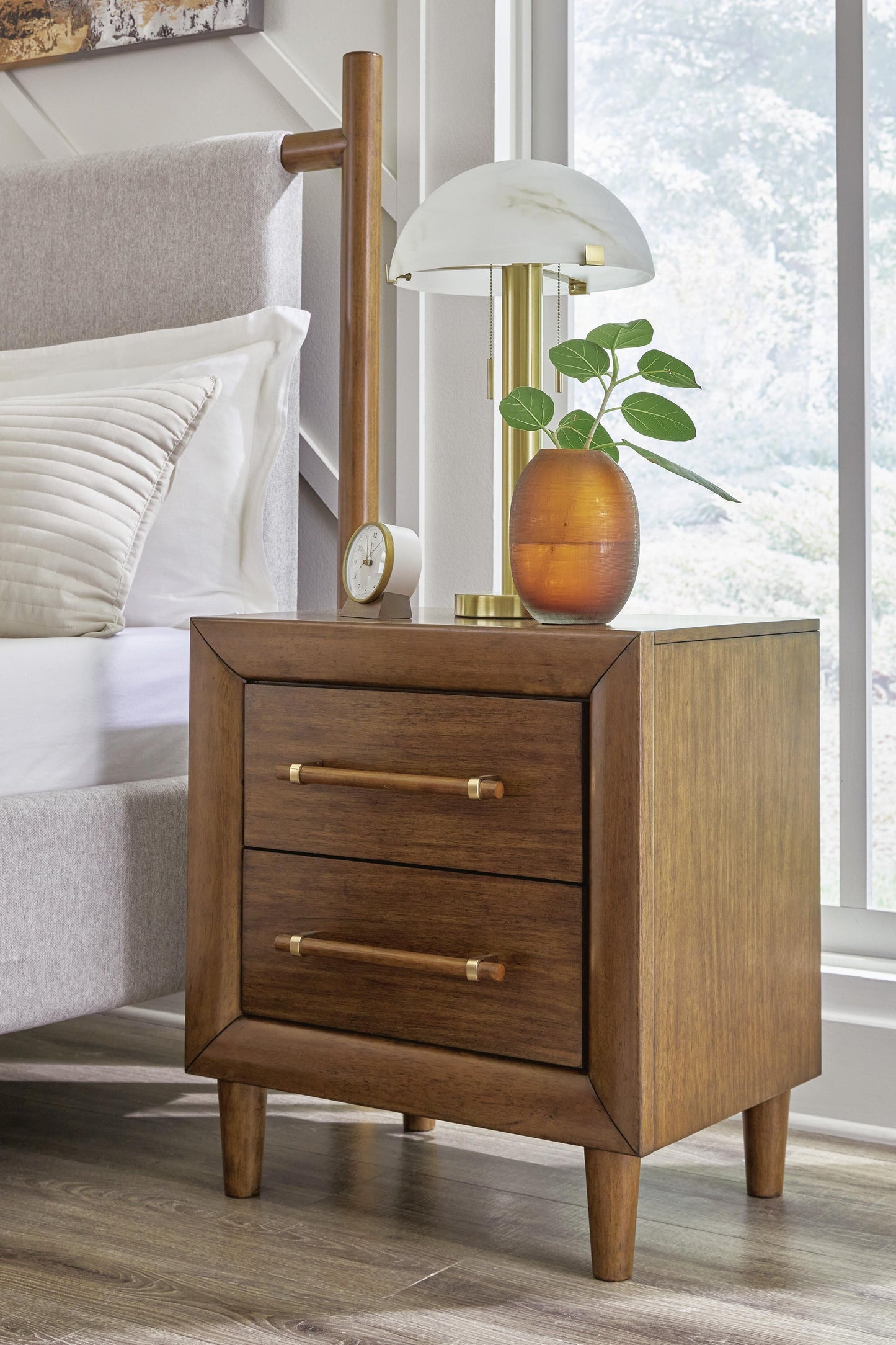Lyncott California  Upholstered Bed, Dresser, Mirror, Chest And Nightstand