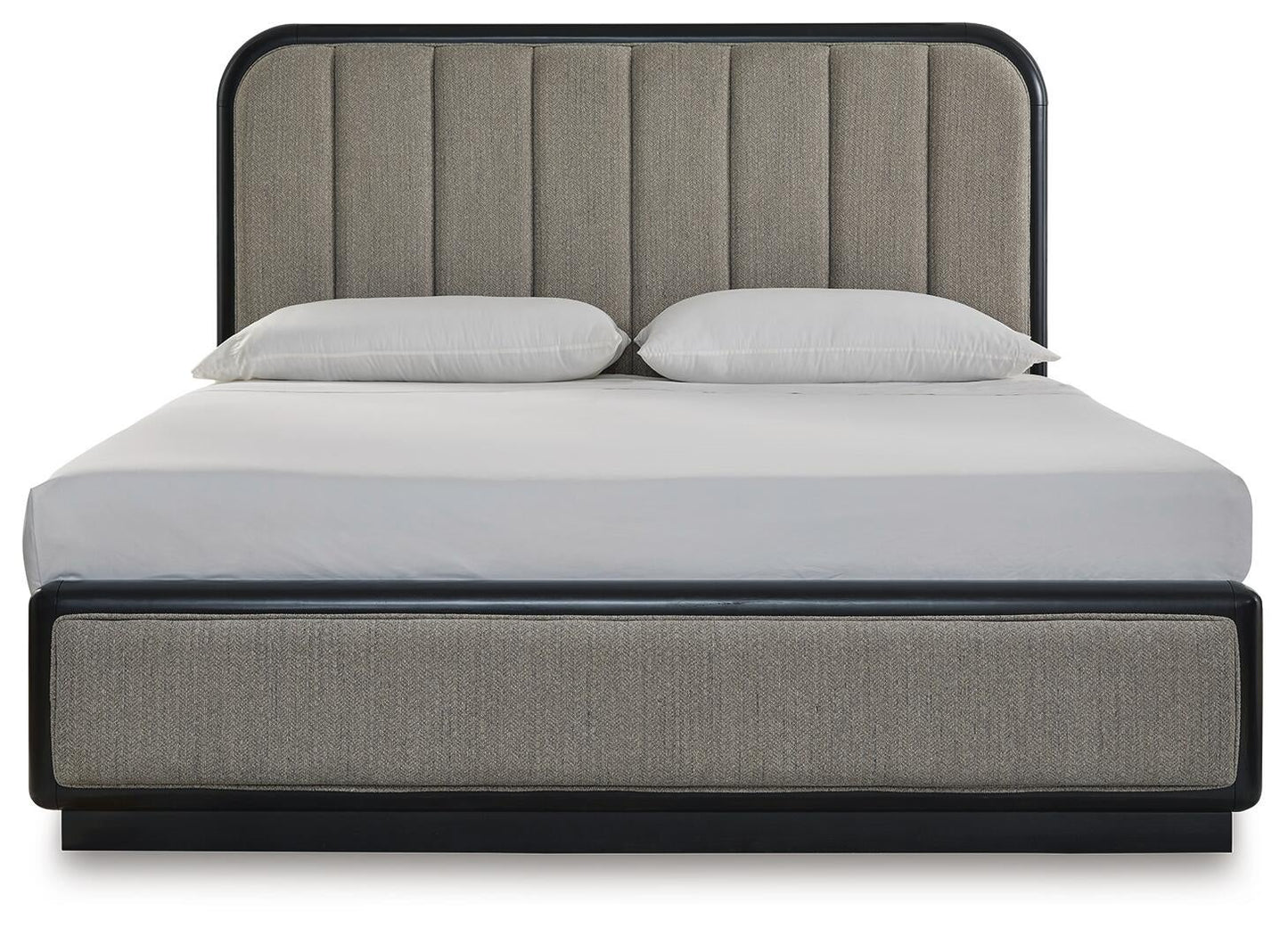 Rowanbeck California  Upholstered Panel Bed, Dresser, Mirror, Chest And Nightstand
