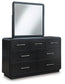 Rowanbeck  Upholstered Panel Bed, Dresser, Mirror And Nightstand