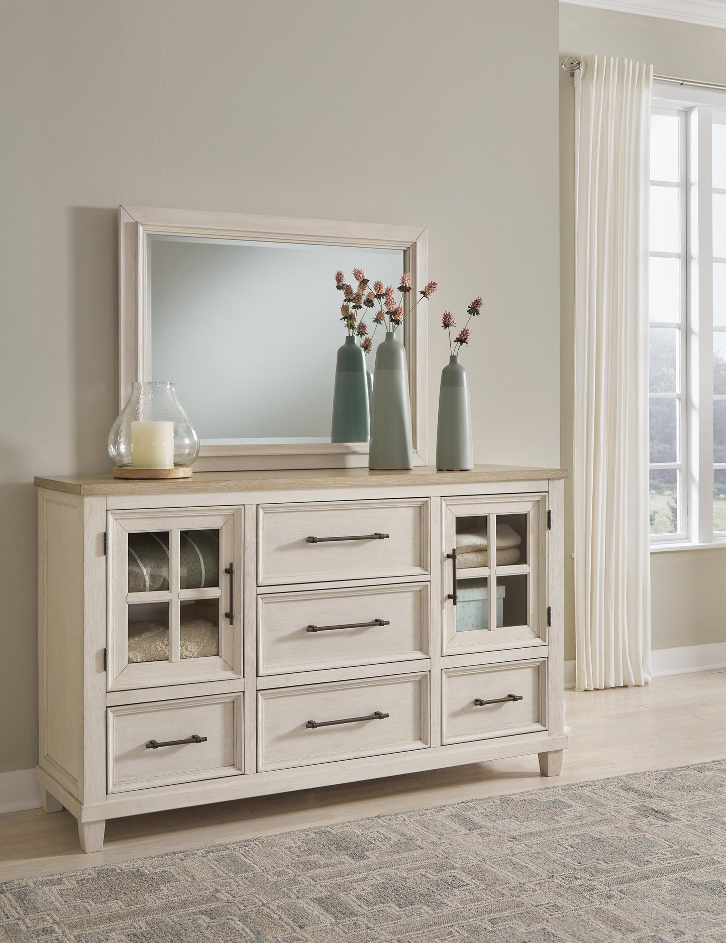 Shaybrock California  Panel Bed, Dresser, Mirror And Nightstand