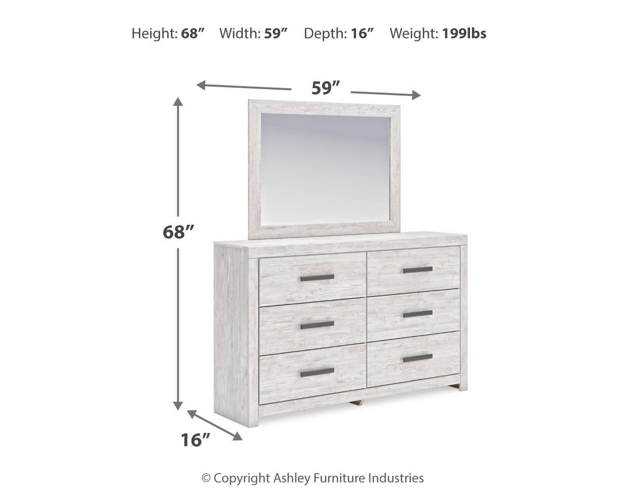 Cayboni  Panel Bed With Mirrored Dresser
