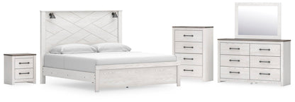 Gerridan  Panel Bed With Mirrored Dresser, Chest And Nightstand