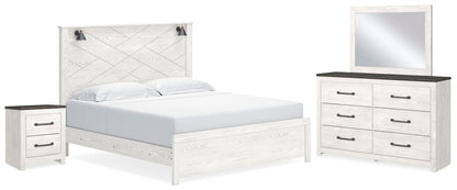 Gerridan  Panel Bed With Mirrored Dresser And Nightstand