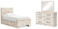 Lawroy  Panel Bed With Storage, Dresser And Mirror