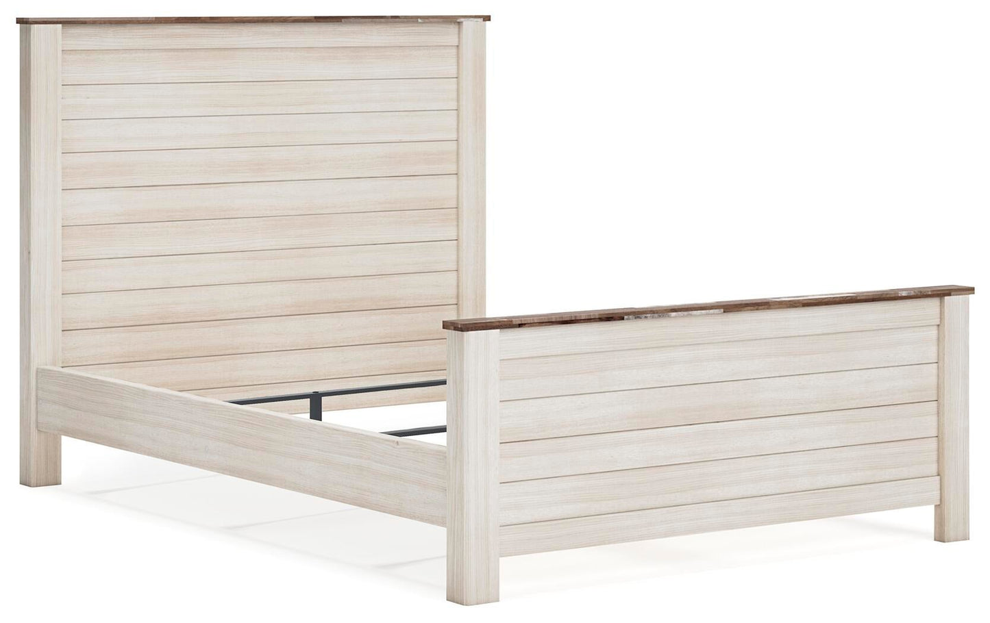 Willowton  Panel Bed With Mirrored Dresser And Nightstand