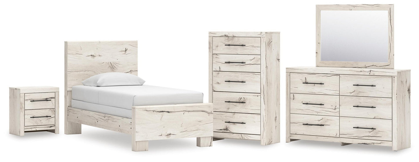 Lawroy  Panel Bed, Dresser, Mirror, Chest And Nightstand