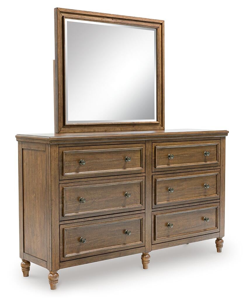 Sturlayne  Upholstered Panel Bed, Dresser And Mirror