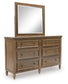 Sturlayne  Upholstered Panel Bed, Dresser And Mirror