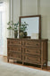 Sturlayne  Upholstered Panel Bed, Dresser And Mirror