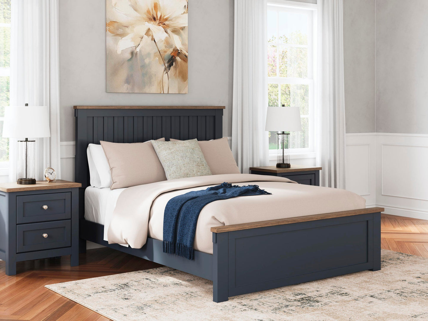 Landocken  Panel Bed, Dresser, Mirror, Chest And Nightstand