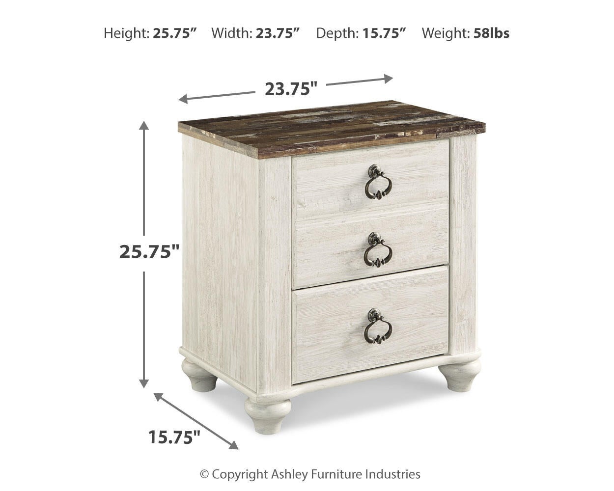 Willowton  Panel Bed With Mirrored Dresser And Nightstand