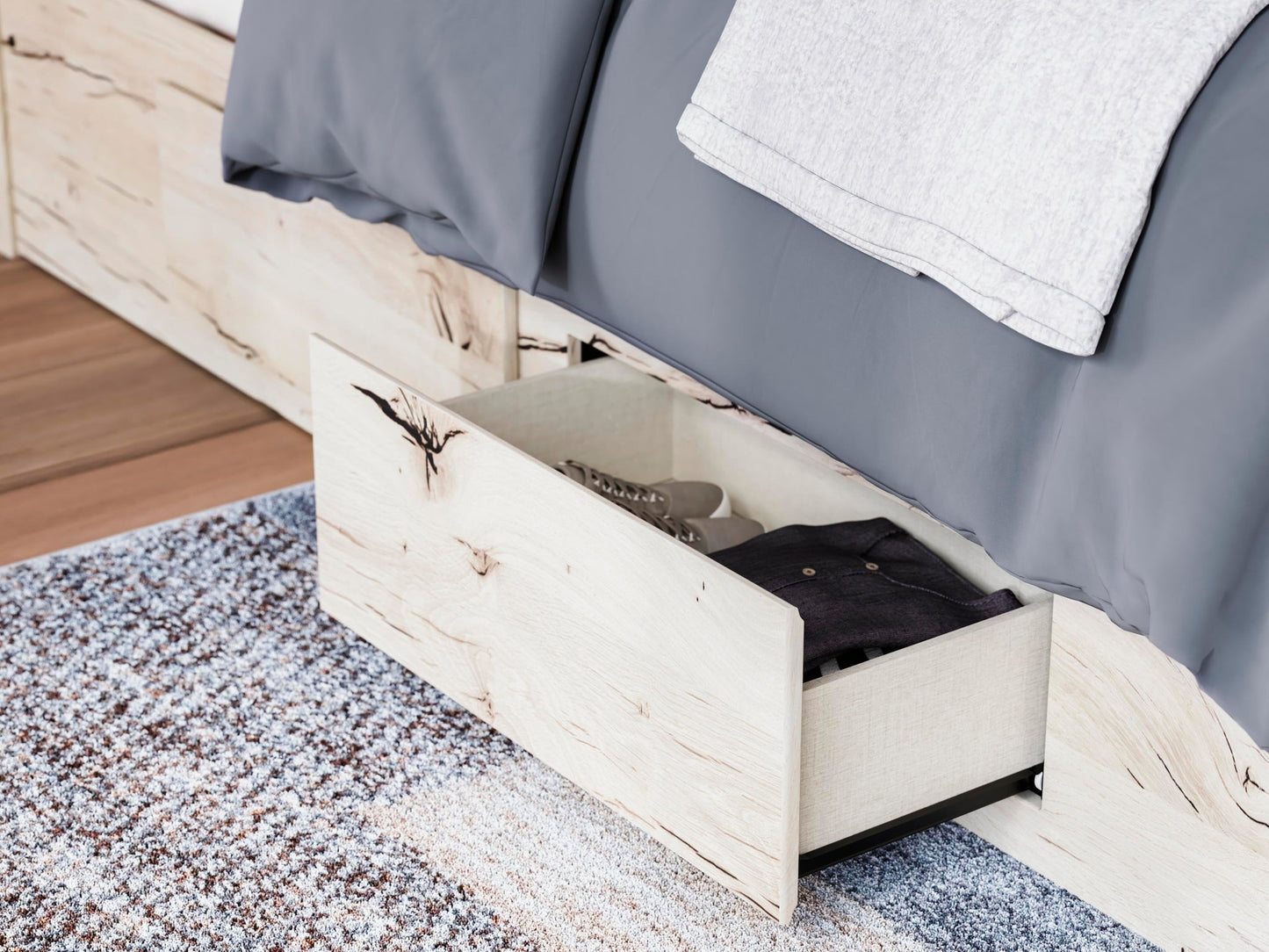 Lawroy  Panel Bed With Storage, Dresser, Mirror, Chest And Nightstand