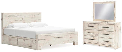 Lawroy  Panel Bed With Storage, Dresser And Mirror