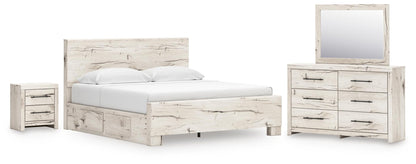Lawroy  Panel Bed With Storage, Dresser, Mirror And Nightstand
