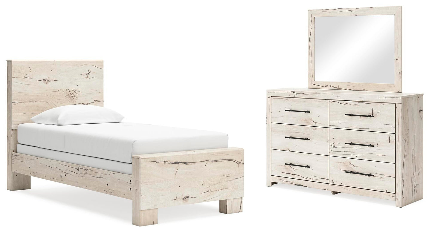 Lawroy  Panel Bed, Dresser And Mirror
