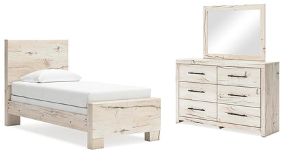 Lawroy  Panel Bed, Dresser And Mirror