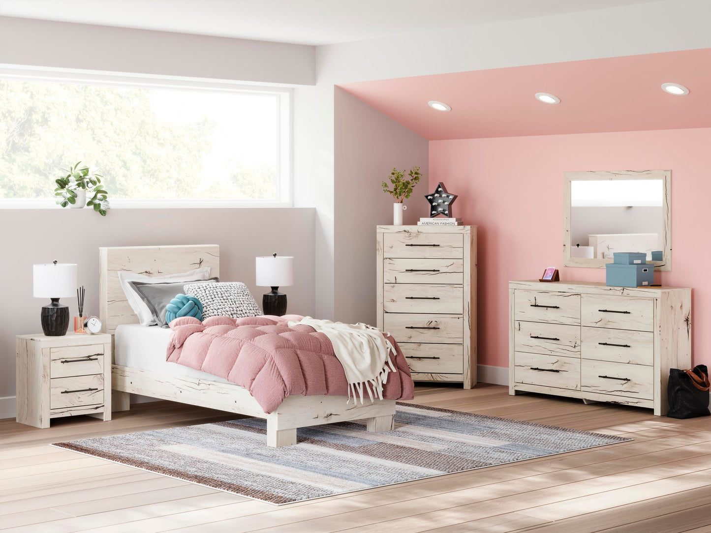 Lawroy  Panel Bed, Dresser And Mirror