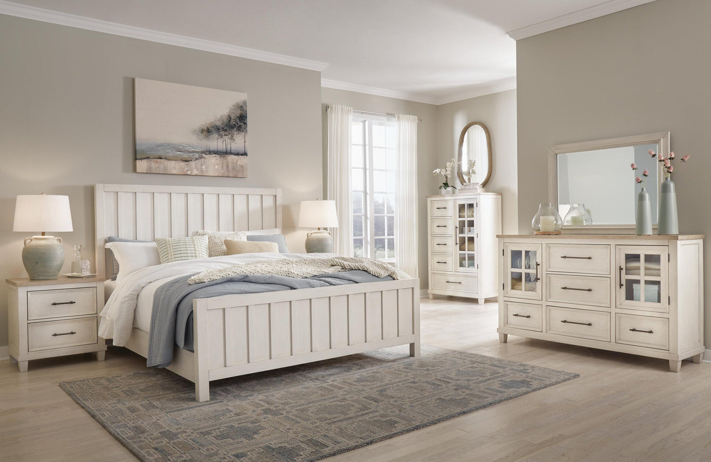 Shaybrock  Panel Bed, Dresser And Mirror