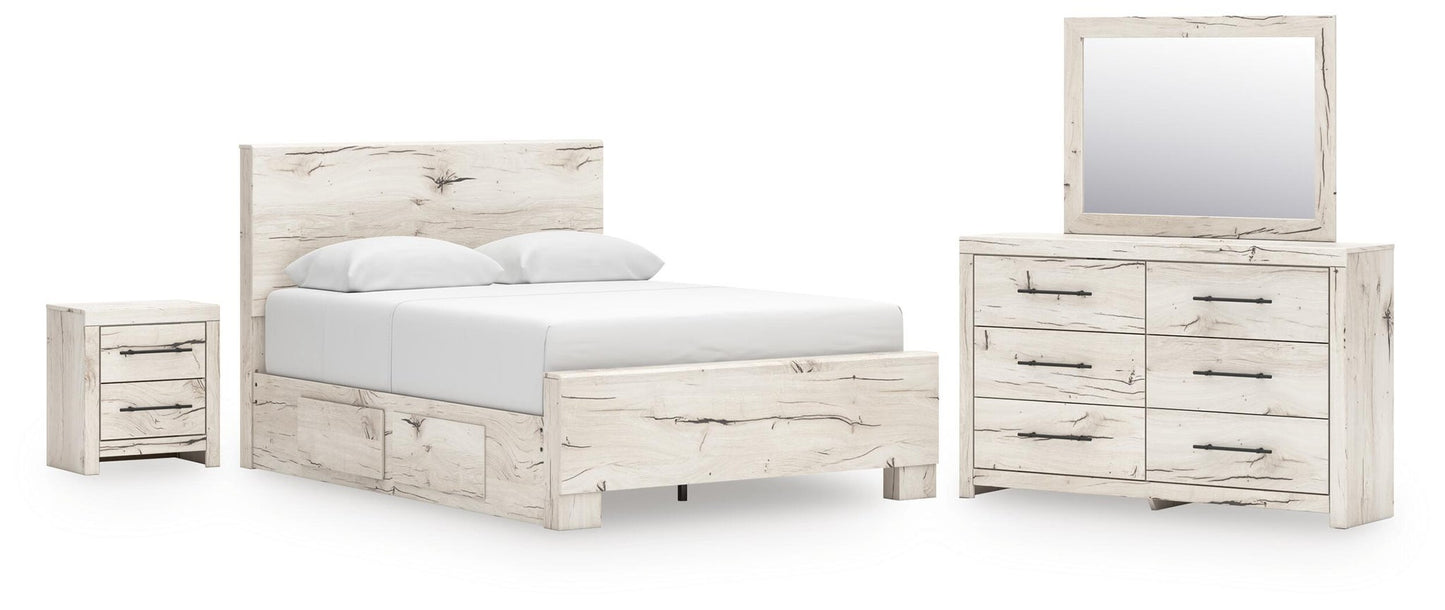 Lawroy  Panel Bed With Storage, Dresser, Mirror And Nightstand