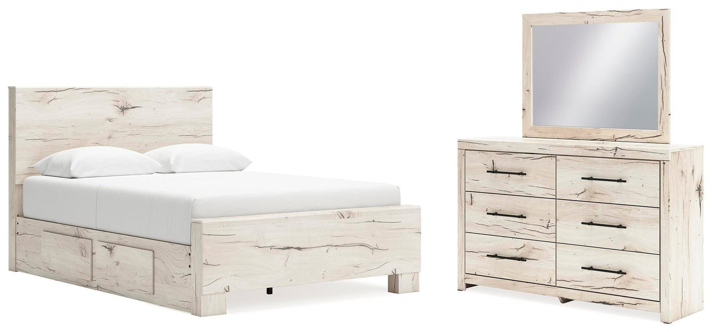 Lawroy  Panel Bed With Storage, Dresser And Mirror
