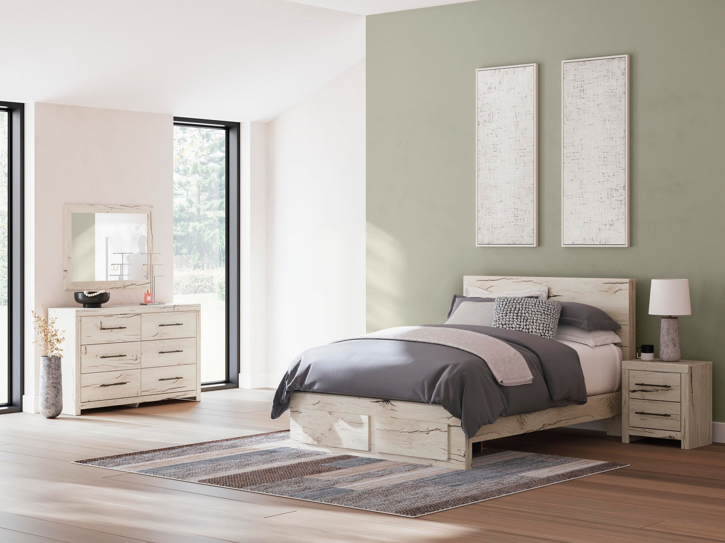 Lawroy  Panel Storage Bed, Dresser, Mirror And Nightstand