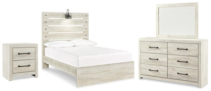 Cambeck  Panel Bed With Mirrored Dresser And Nightstand
