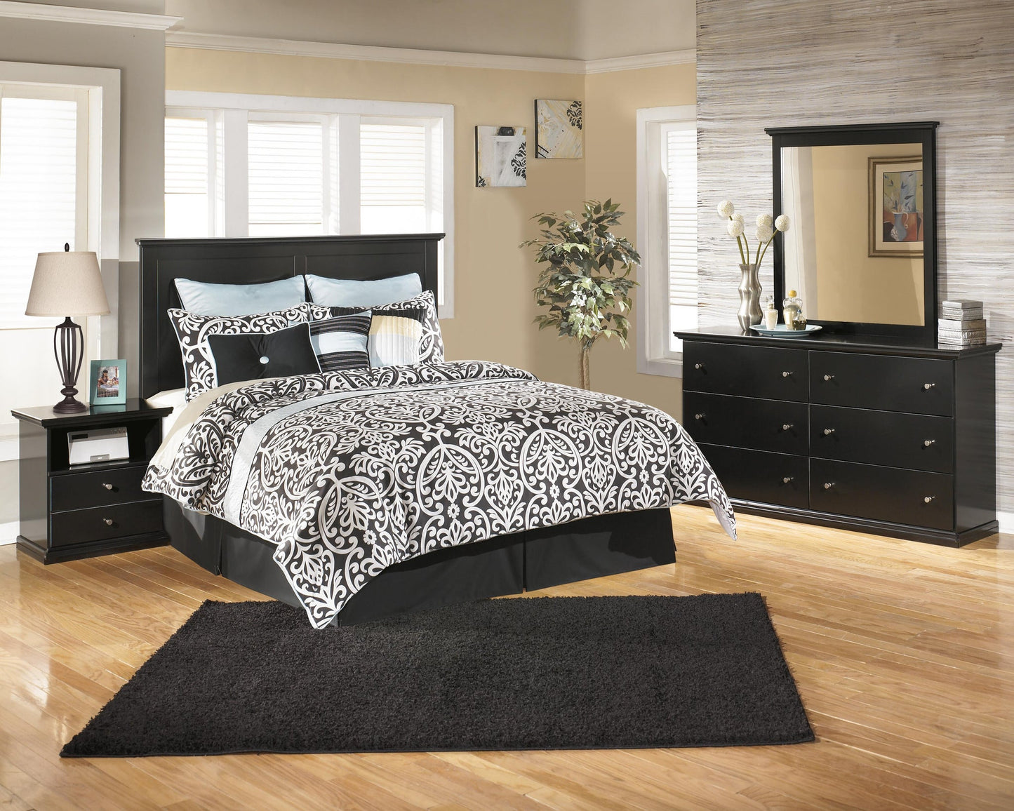Maribel  Panel Bed, Dresser, Mirror And Nightstand