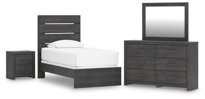 Hollivern  Panel Bed, Dresser, Mirror And Nightstand