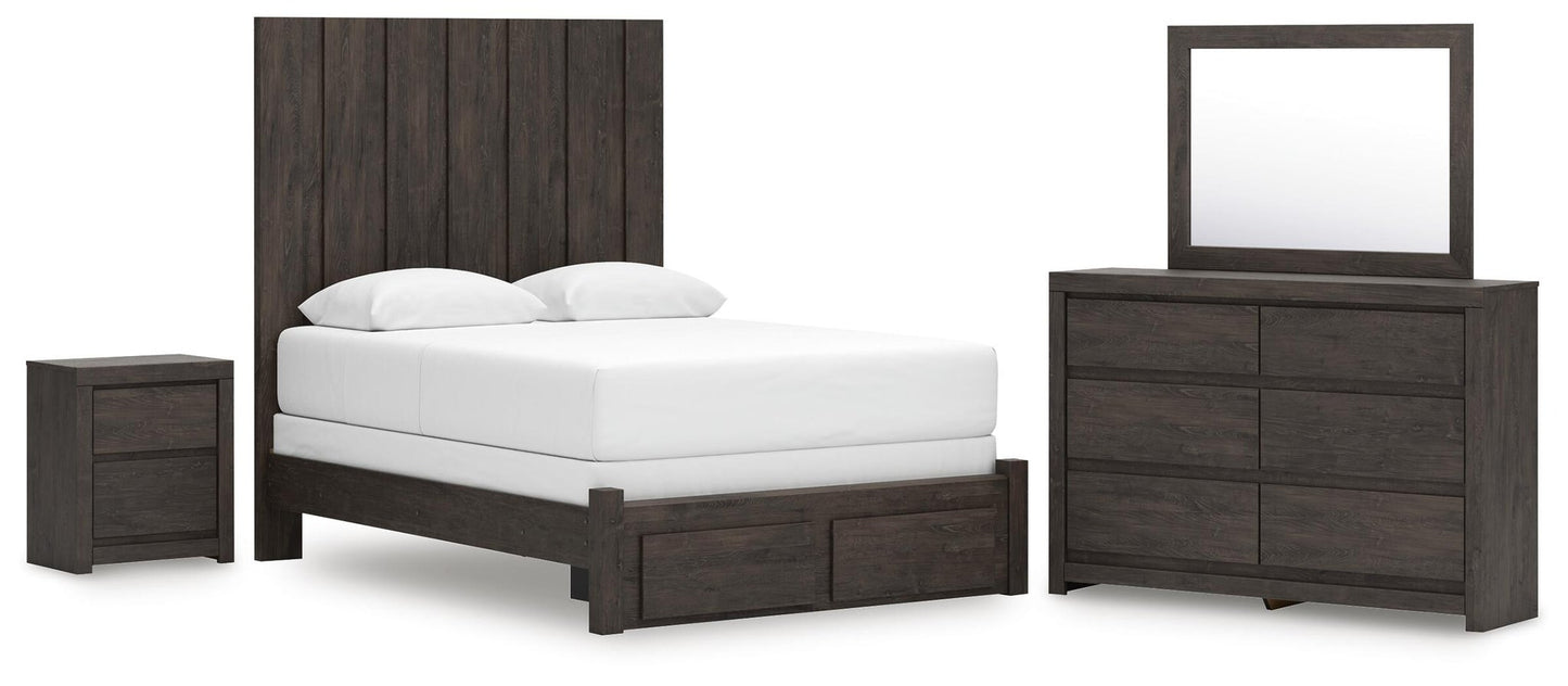 Parlayon  Panel Storage Bed, Dresser, Mirror And Nightstand