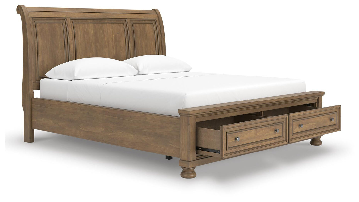 Vandenmore California  Storage Sleigh Bed With Mirrored Dresser And Nightstand