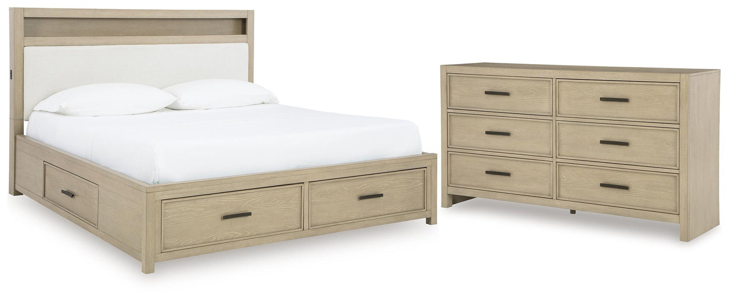 Calmoro  Bookcase Bed With Mirrored Dresser