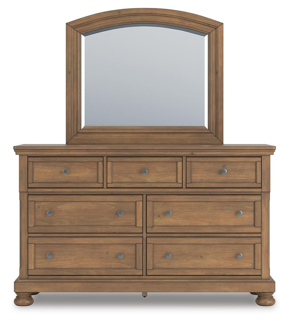 Vandenmore California  Panel Bed With Mirrored Dresser, Chest And Nightstand