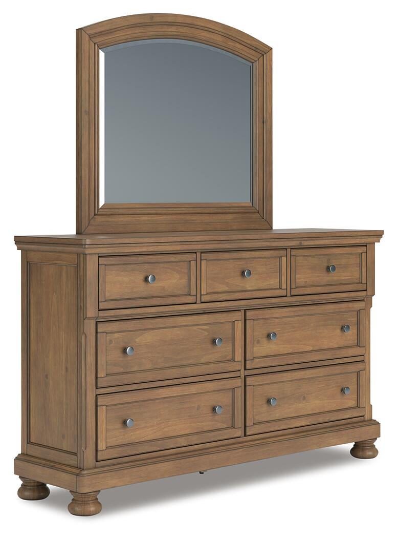 Vandenmore California  Panel Bed With Mirrored Dresser, Chest And Nightstand