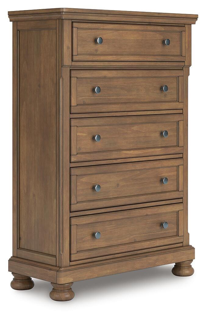 Vandenmore California  Panel Bed With Mirrored Dresser, Chest And Nightstand