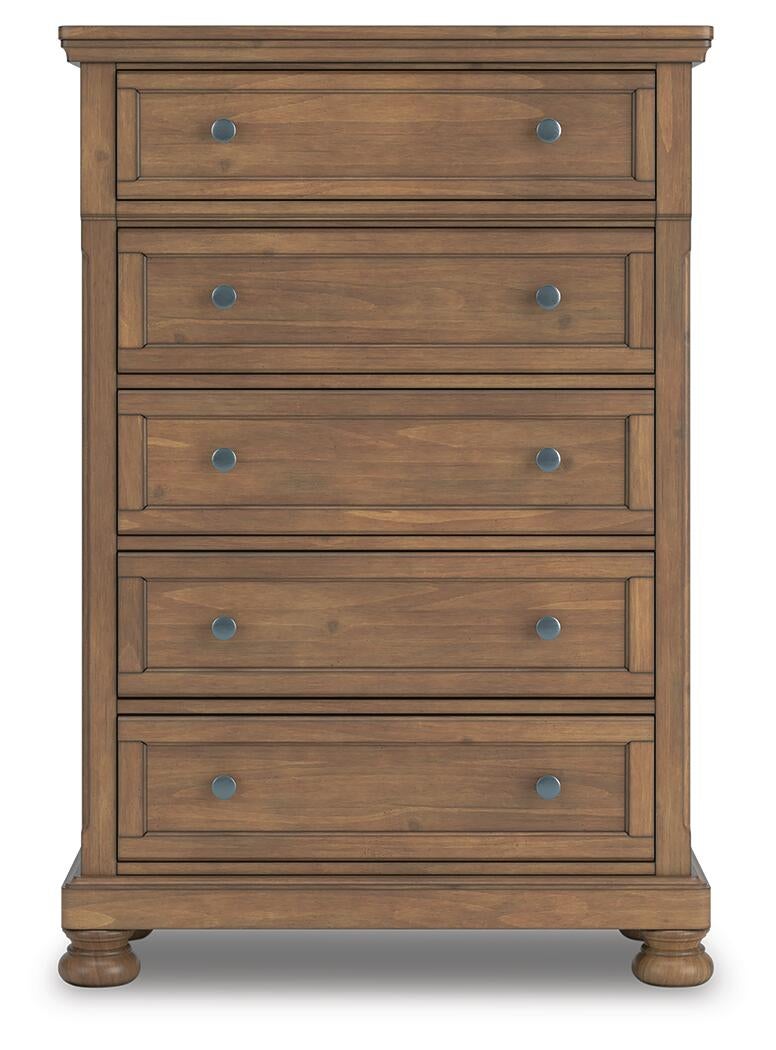 Vandenmore California  Panel Bed With Mirrored Dresser, Chest And Nightstand