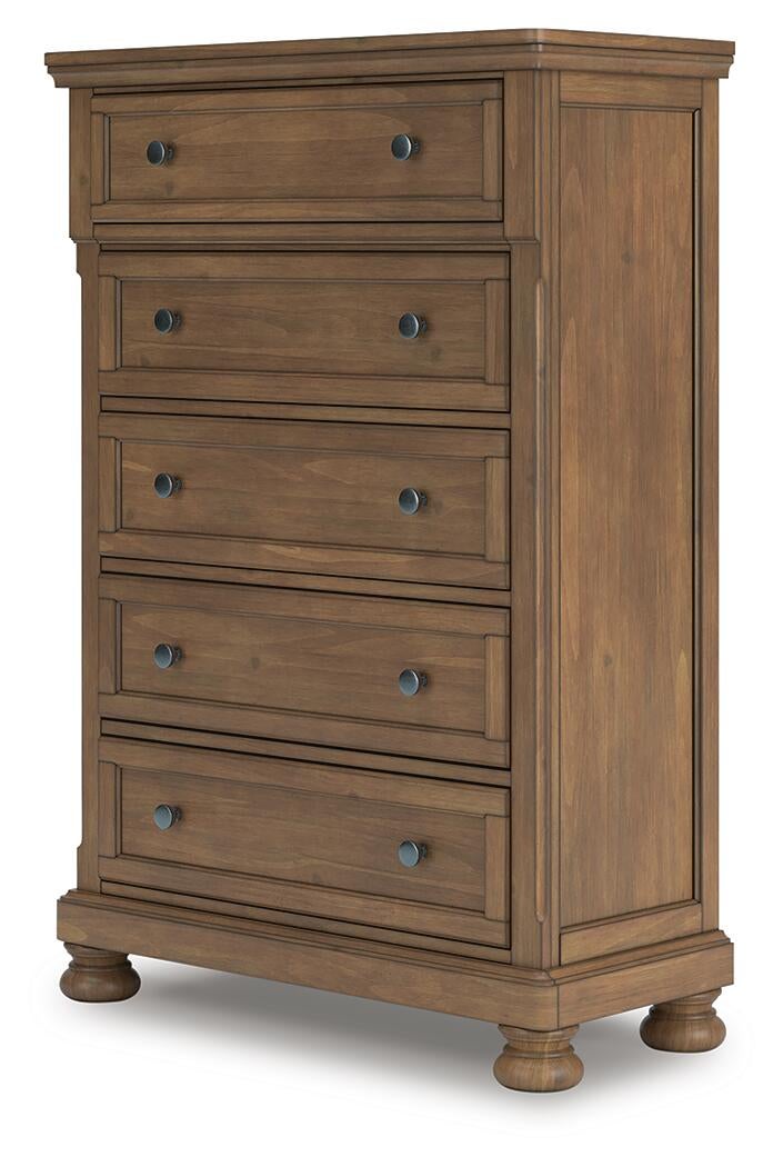 Vandenmore California  Panel Bed With Mirrored Dresser, Chest And Nightstand