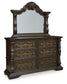 Maylee  Canopy Bed, Dresser And Mirror
