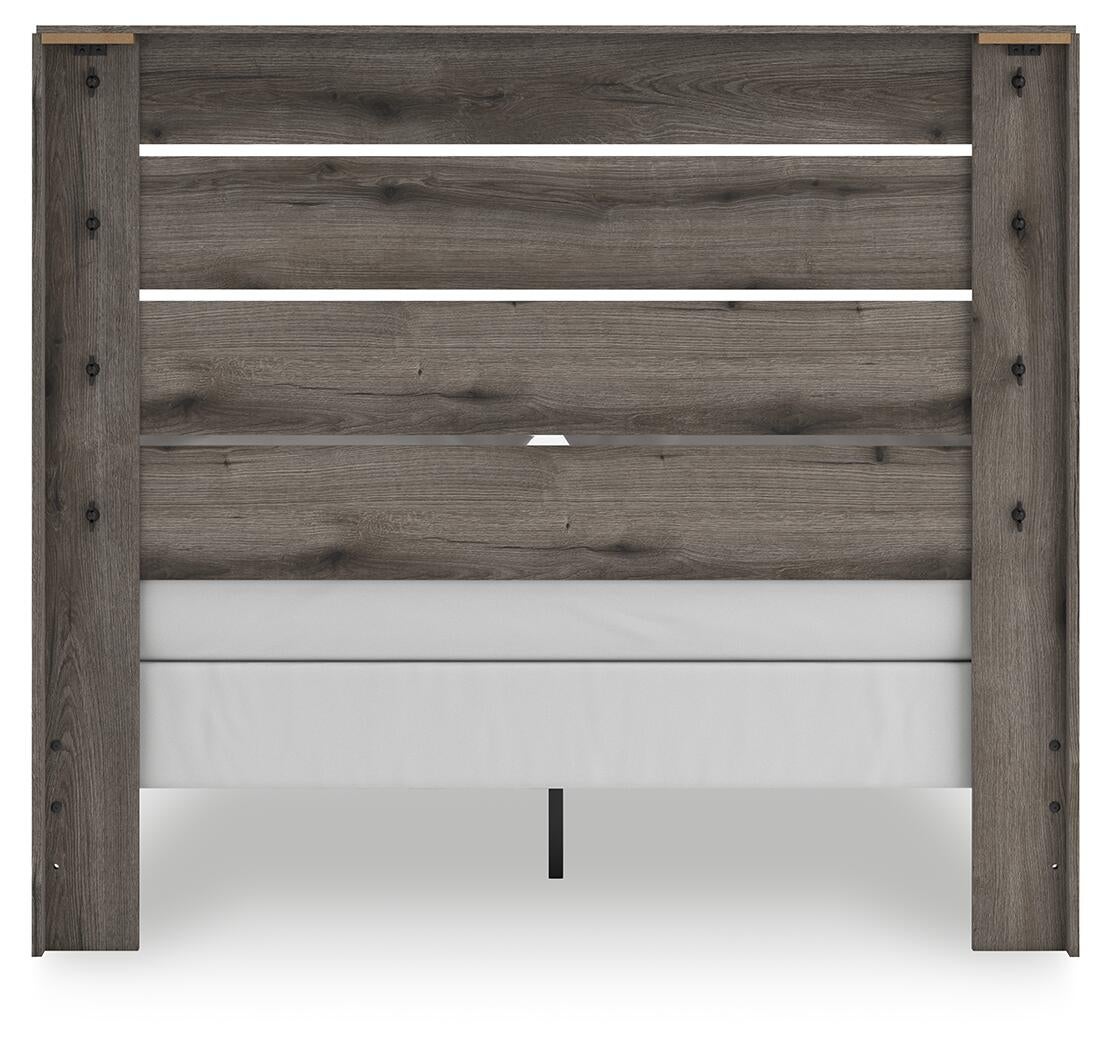 Graystorm  Panel Bed, Dresser, Mirror And Nightstand
