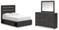 Delmorta  Panel Storage Bed, Dresser And Mirror