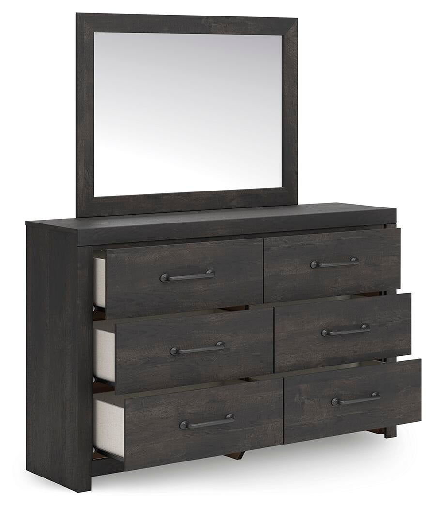 Delmorta  Panel Storage Bed, Dresser, Mirror And Nightstand
