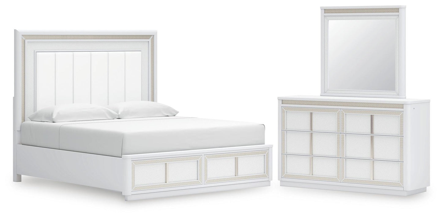 Chalanna  Upholstered Storage Bed, Dresser And Mirror