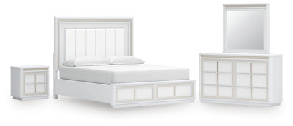 Chalanna California  Upholstered Storage Bed, Dresser, Mirror And Nightstand