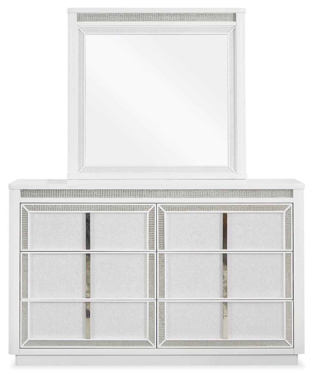 Chalanna California  Upholstered Storage Bed, Dresser, Mirror And Nightstand
